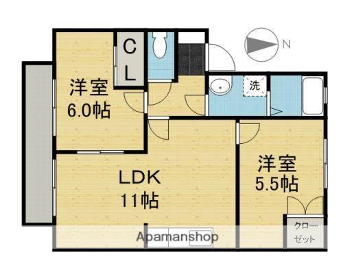 コーポアール北方(2LDK/1階)の間取り写真