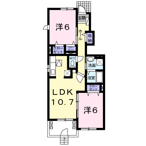 シェーン・ブルーメンB(2LDK/1階)の間取り写真