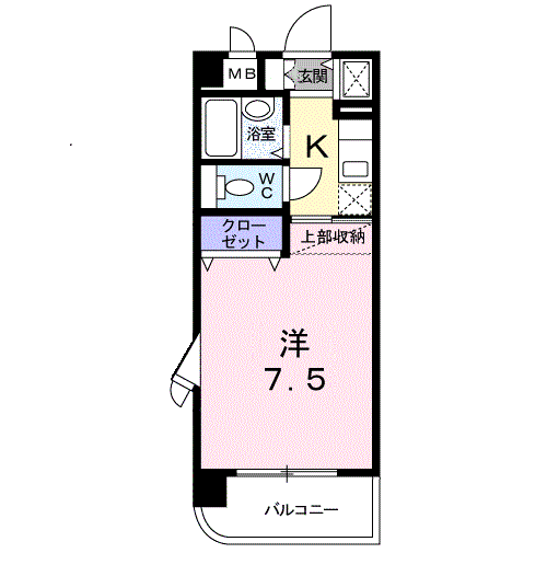 アムールSKR(1K/4階)の間取り写真