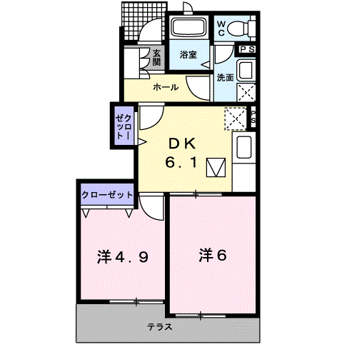 めぞん佐野B(2DK/1階)の間取り写真