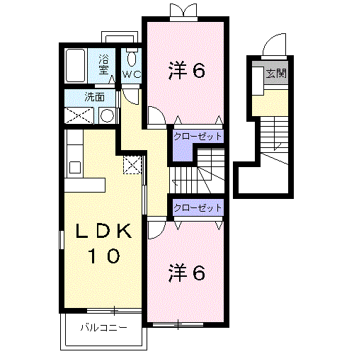 パルコート(2LDK/2階)の間取り写真