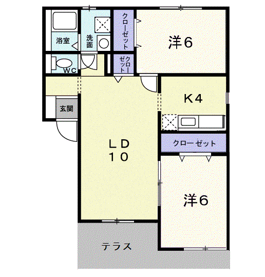 VILLA21Ⅱ(2LDK/1階)の間取り写真