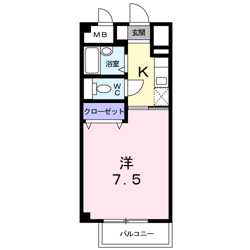アクシスⅡ(1K/2階)の間取り写真