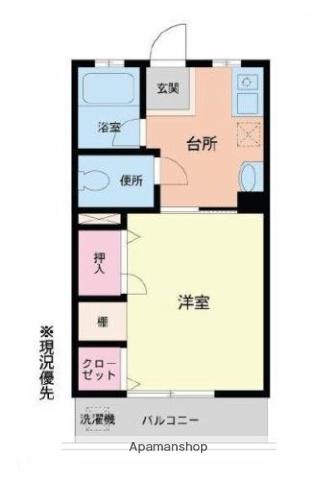 古ヶ鶴コーポ(1K/3階)の間取り写真