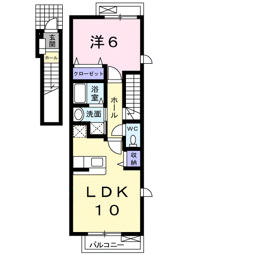 JFESTAⅠ(1LDK/2階)の間取り写真