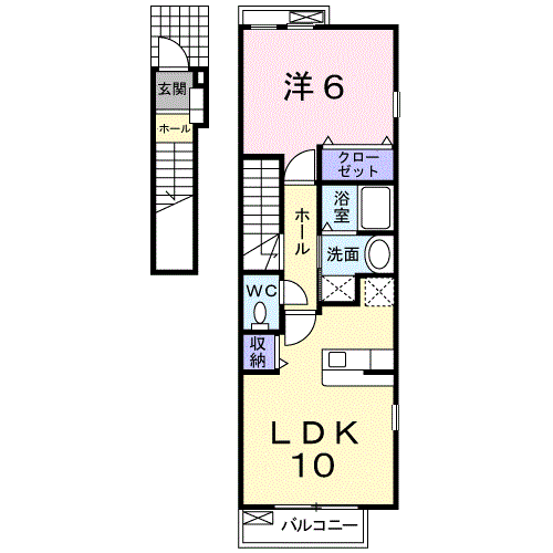 アビエテルノⅡ(1LDK/2階)の間取り写真