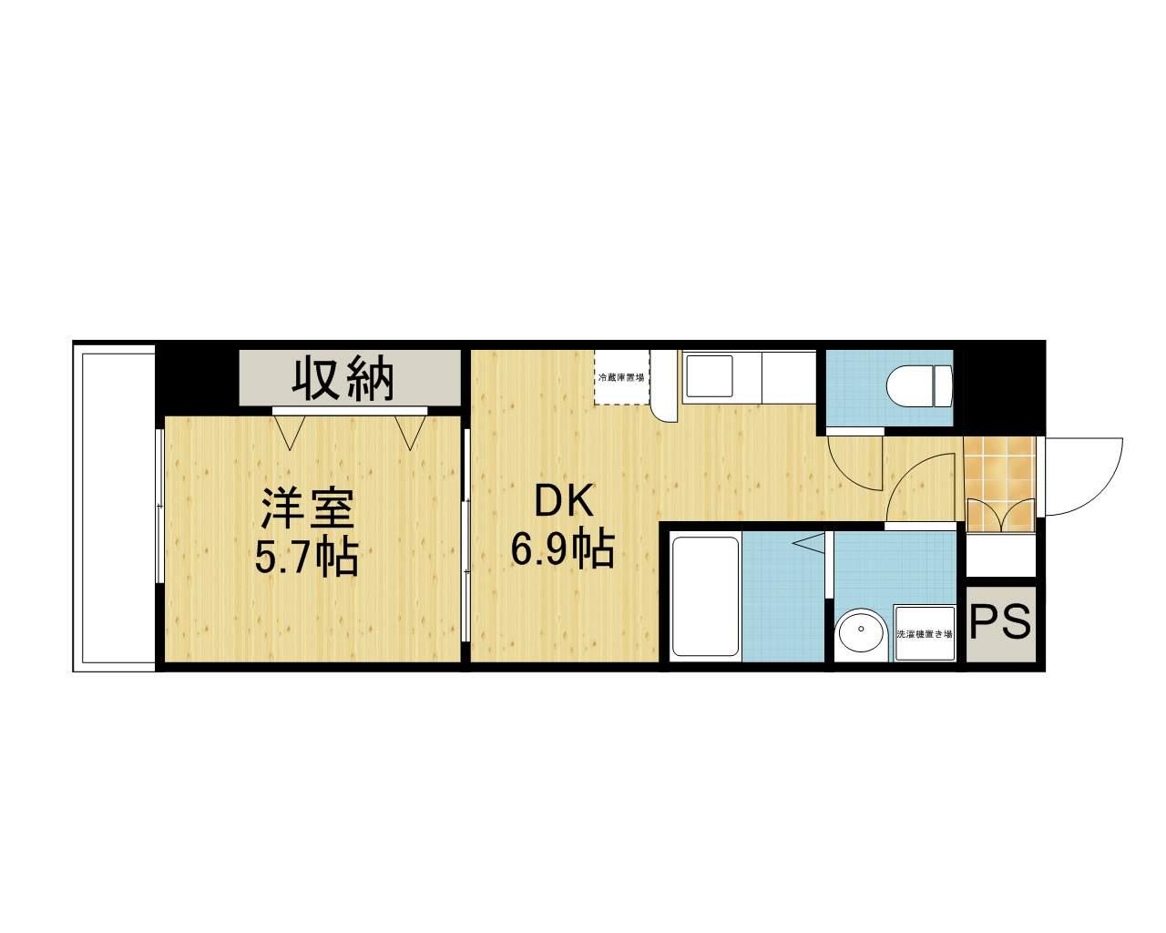 ラ シャンス KANAIKE(1DK/4階)の間取り写真