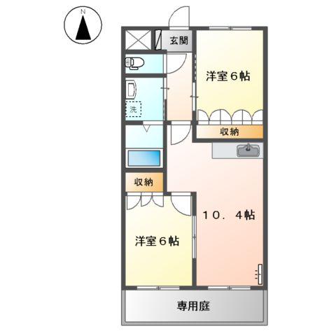 グリーンアース(2LDK/1階)の間取り写真