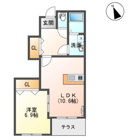 ピアクール(1LDK/1階)の間取り写真