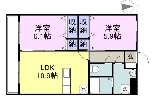 エクレールⅢ(2LDK/1階)の間取り写真