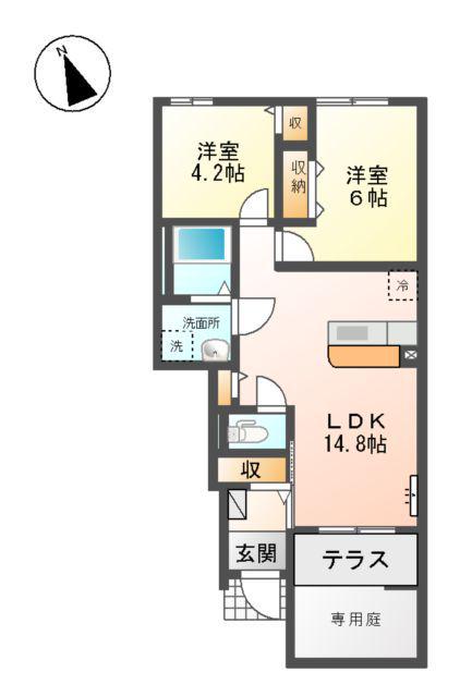 エンジェルガーデンⅡ(2LDK/1階)の間取り写真