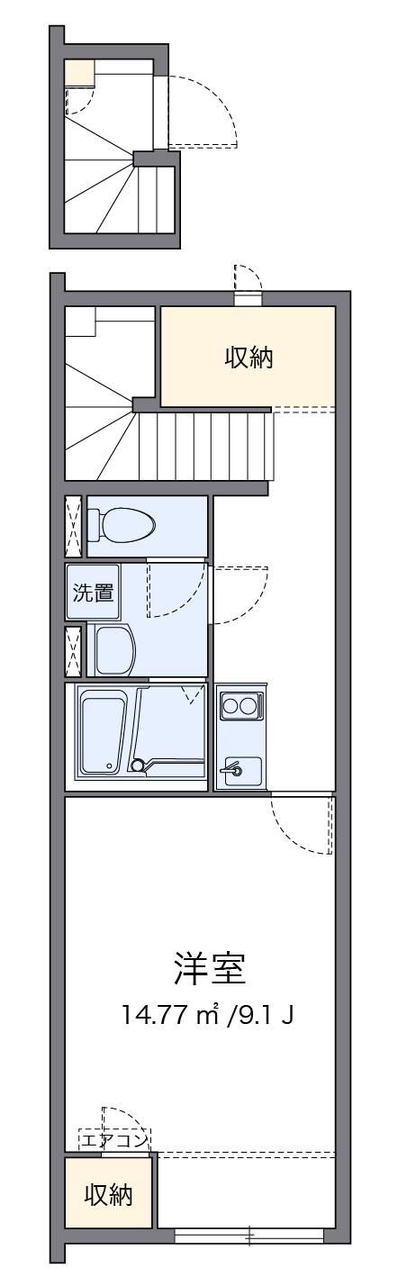 クレイノ日吉原Ⅲ(1K/2階)の間取り写真