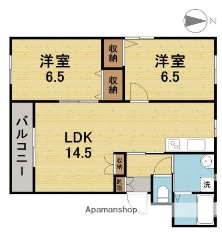 セラディーA・B(2LDK/1階)の間取り写真