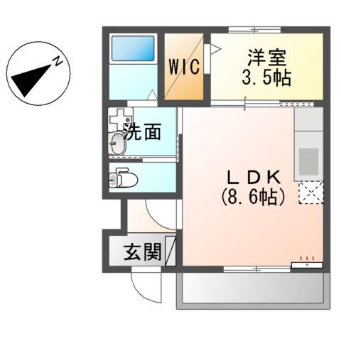 ル・シェルブルー(1LDK/1階)の間取り写真