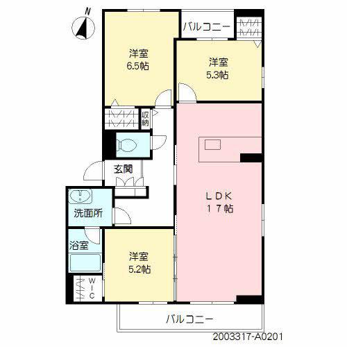 MSスクエア南春日(3LDK/2階)の間取り写真