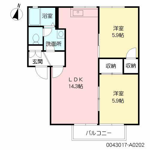 エスペランサ サキA(2LDK/2階)の間取り写真