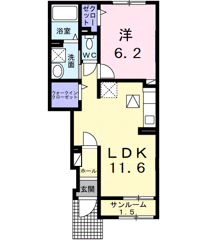 ステラ1ーMY(1LDK/1階)の間取り写真