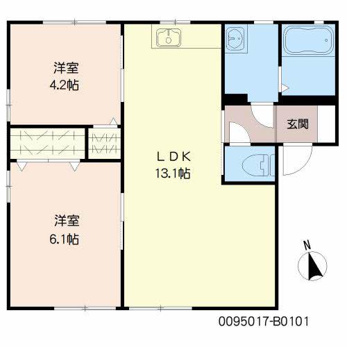 ディアスクレストB(2LDK/1階)の間取り写真