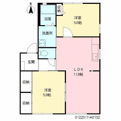 ソレーユ森町A棟(2LDK/1階)の間取り写真