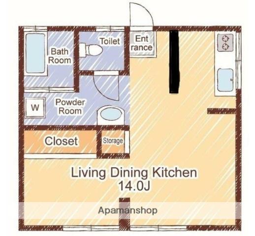 リルームス新川(ワンルーム/1階)の間取り写真