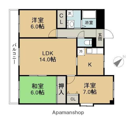 エントラーダ椎迫(3LDK/4階)の間取り写真