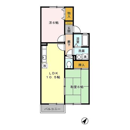 リブェールけやき1(2LDK/2階)の間取り写真