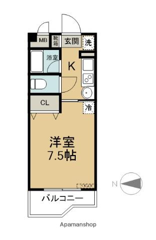 ヴェルドミール3(1K/1階)の間取り写真