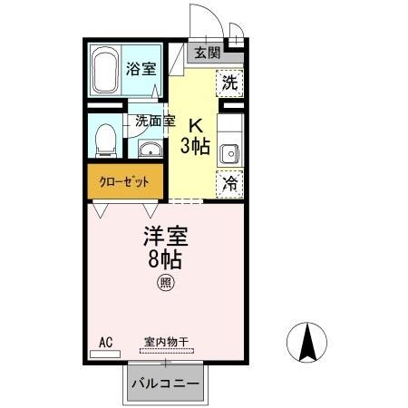 セジュール素川II(1K/1階)の間取り写真