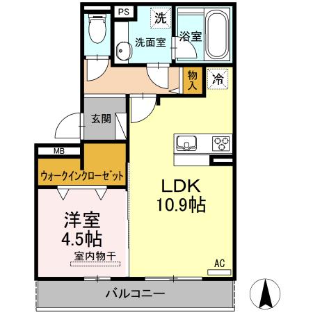 クライス(1LDK/2階)の間取り写真