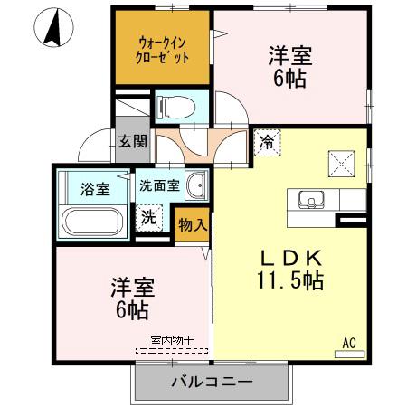 リザイアII(2LDK/1階)の間取り写真