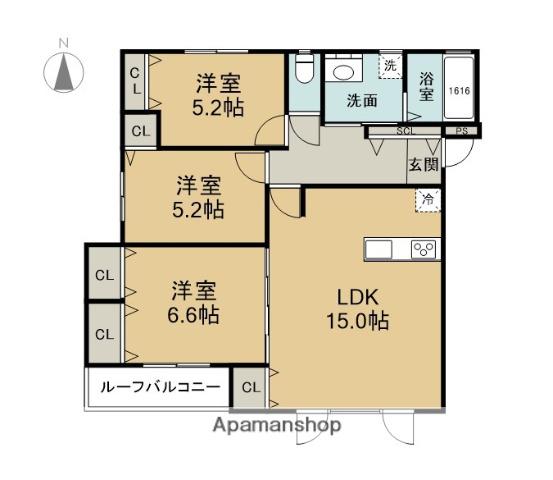 JB錦町BROCADE(3LDK/3階)の間取り写真