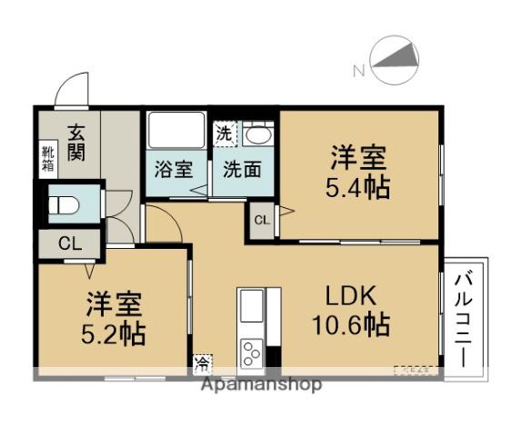 ベル・セゾン金池南(2LDK/1階)の間取り写真