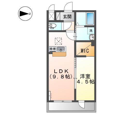 ビリーブハナゾノ(1LDK/2階)の間取り写真