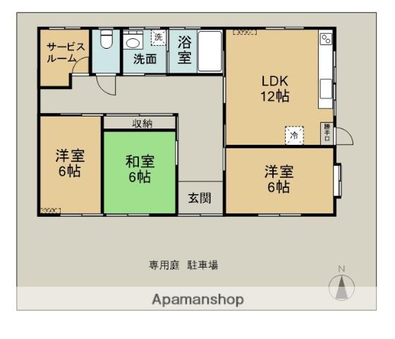 久大本線 古国府駅 徒歩8分 1階建 築29年(3LDK)の間取り写真