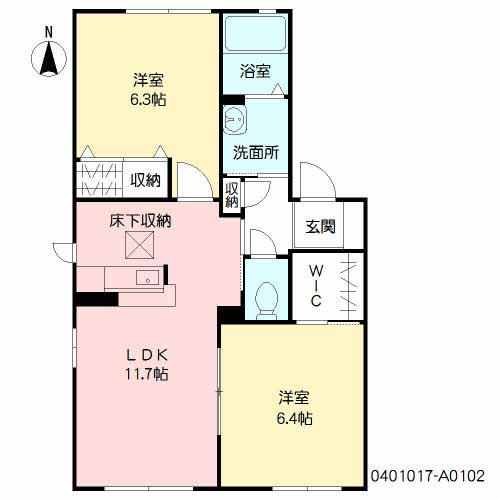 パークサイドコート(2LDK/1階)の間取り写真