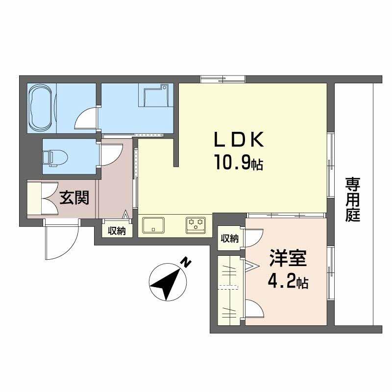 シャーメゾンアルメリア(1LDK/1階)の間取り写真