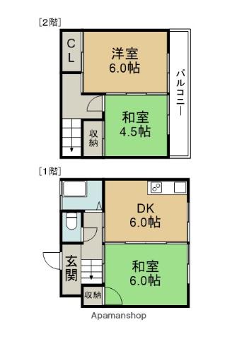 辛幸アパート(3DK/1階)の間取り写真