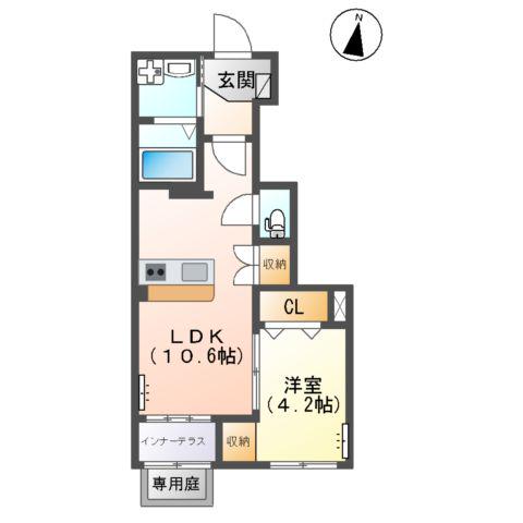 レコルト(1LDK/1階)の間取り写真