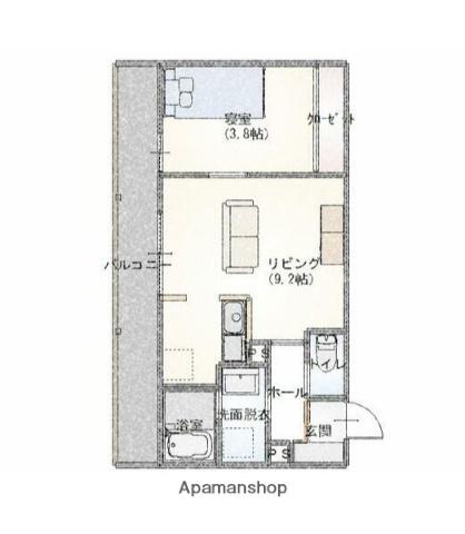 明磧マンション(1LDK/2階)の間取り写真