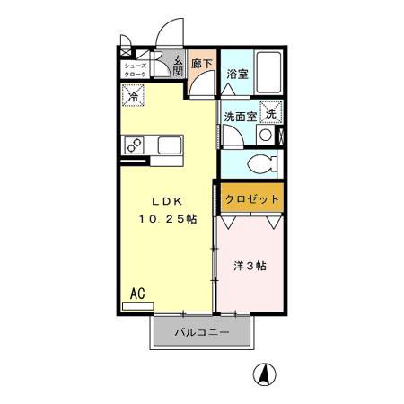 ソレイユI(1LDK/1階)の間取り写真