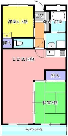 UMK延岡ビル(2LDK/3階)の間取り写真