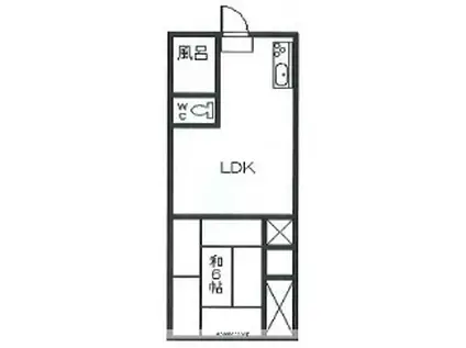 無鹿コーポ(1LDK/1階)の間取り写真