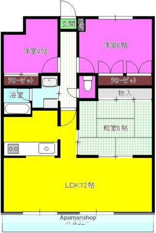 日豊本線 延岡駅 徒歩13分 8階建 築27年(3LDK/4階)の間取り写真
