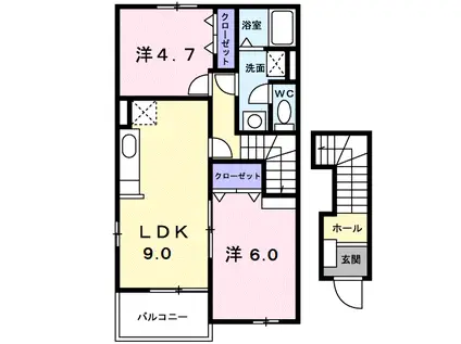 ソレイユ友B棟(2LDK/2階)の間取り写真