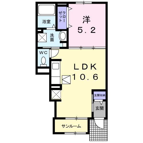 ラ・マジョーレⅡ(1LDK/1階)の間取り写真