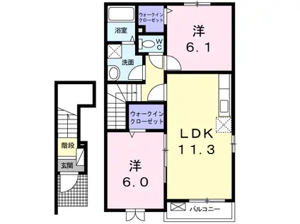 ひまわりA(2LDK/2階)の間取り写真