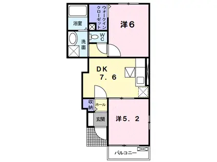 日豊本線 門川駅 バス乗車時間：10分 加草バス停で下車 徒歩5分 2階建 築16年(2DK/1階)の間取り写真