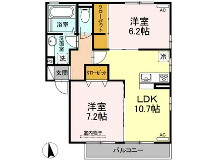 フィールドヴィレッジ5(2LDK/2階)の間取り写真