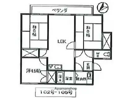 ヴィスタ中須(3DK/1階)の間取り写真