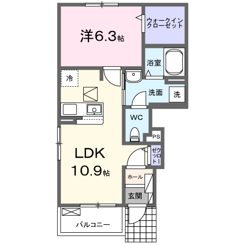 グランデュール N ファインⅡ(1LDK/1階)の間取り写真